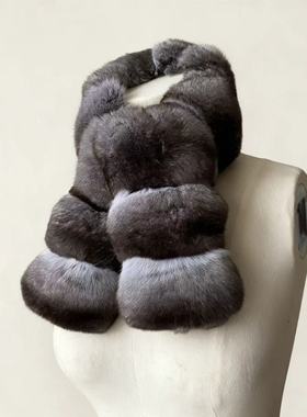 双面龙猫  3XD原色青紫蓝围巾配饰保暖百搭XXXD围脖皮草秋冬