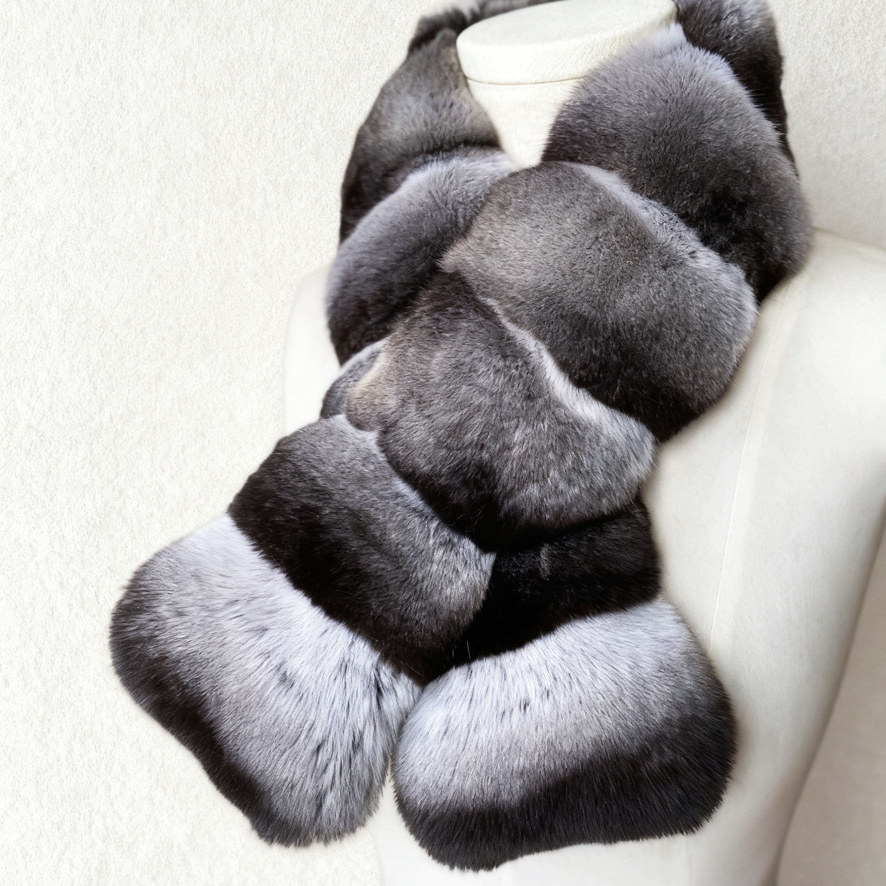 3XD原色青紫蓝围巾配饰保暖百搭龙猫XXXD围脖皮草秋冬保暖礼物