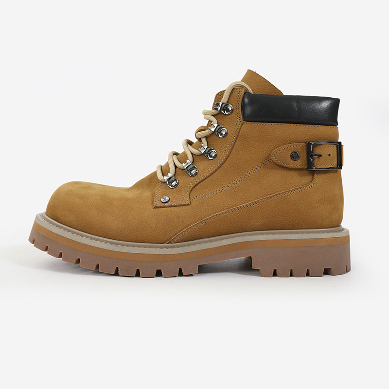 马丁靴高级感头层牛皮大黄靴男工装登山鞋百搭厚底增高户外沙漠靴