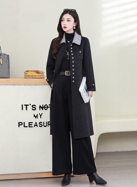 格琳96043商场正品2025年冬季新款减龄女韩版中长款羊毛外套大码