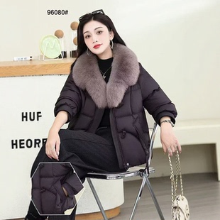 正品格琳96080时尚大毛领羽绒服女短款高端加厚保暖外套冬季新款