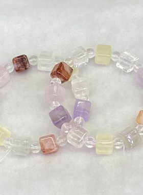 天然水晶胶花方糖手串时尚小清新