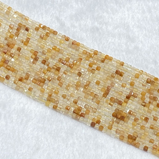 天然黄兔毛刻面方糖散珠半成品长条水晶切角diy手链流苏锁骨配件