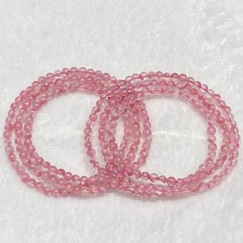 天然蔷薇石三圈手串时尚小清新