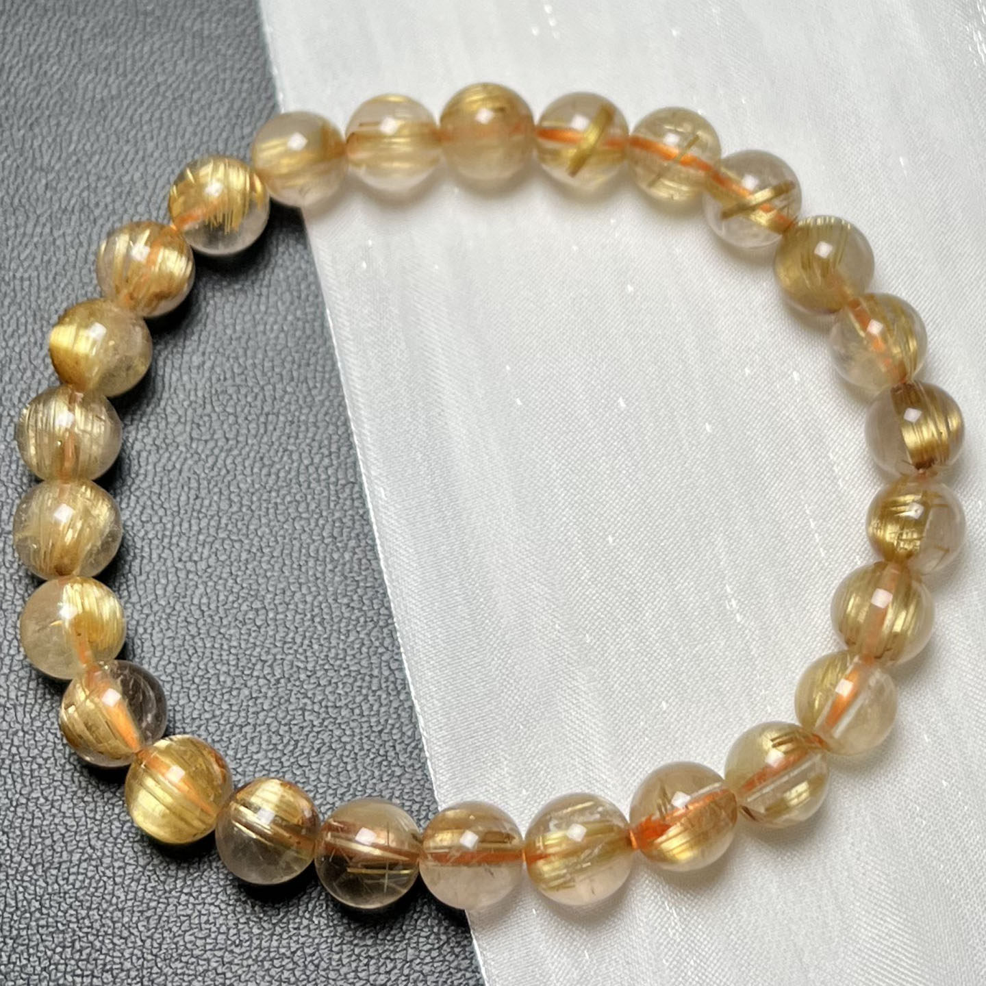 一物一图天然黄发晶手链女时尚小清新简约水晶手串饰品百搭送女友