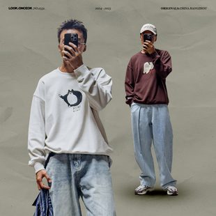 圆领长袖 休闲宠物印花卫衣男生2024春秋季 任选三件 上衣 249元