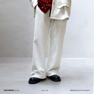 休闲垂感灯芯绒休闲裤 任选三件 子男生秋冬奶白色奶奶裤 249元