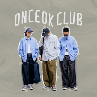 玩局Onceok日系假两件刺绣竖条纹衬衫 任选三件 249元