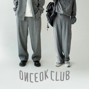 249元 阔腿裤 任选三件 高级感冬季 子男潮日系 双色呢垂感西裤