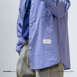 蓝格双袋衬衫 休闲长袖 任选三件 男生春秋百搭尖领衬衣潮 249元