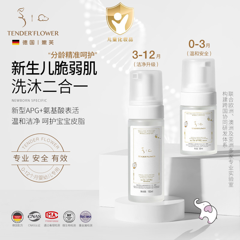 德国嫩芙新生婴儿沐浴露洗发水二合一婴幼儿氨基酸洗护宝宝专用