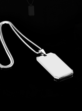 meerose情侣钨金DIY刻字黑色吊坠