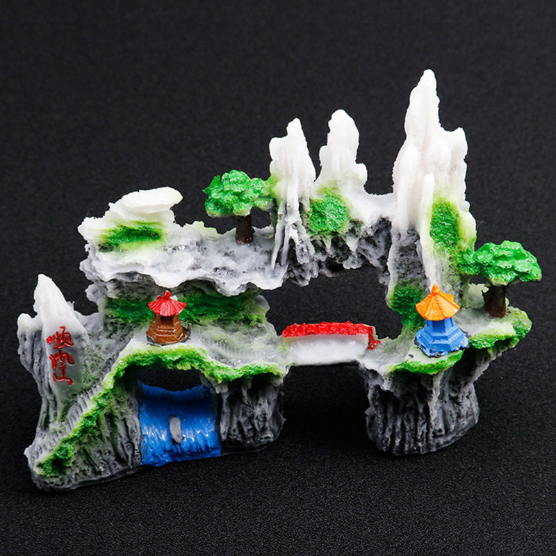鱼缸假山鱼缸装饰树脂假山客厅水族造景假山白玉山鱼缸家用