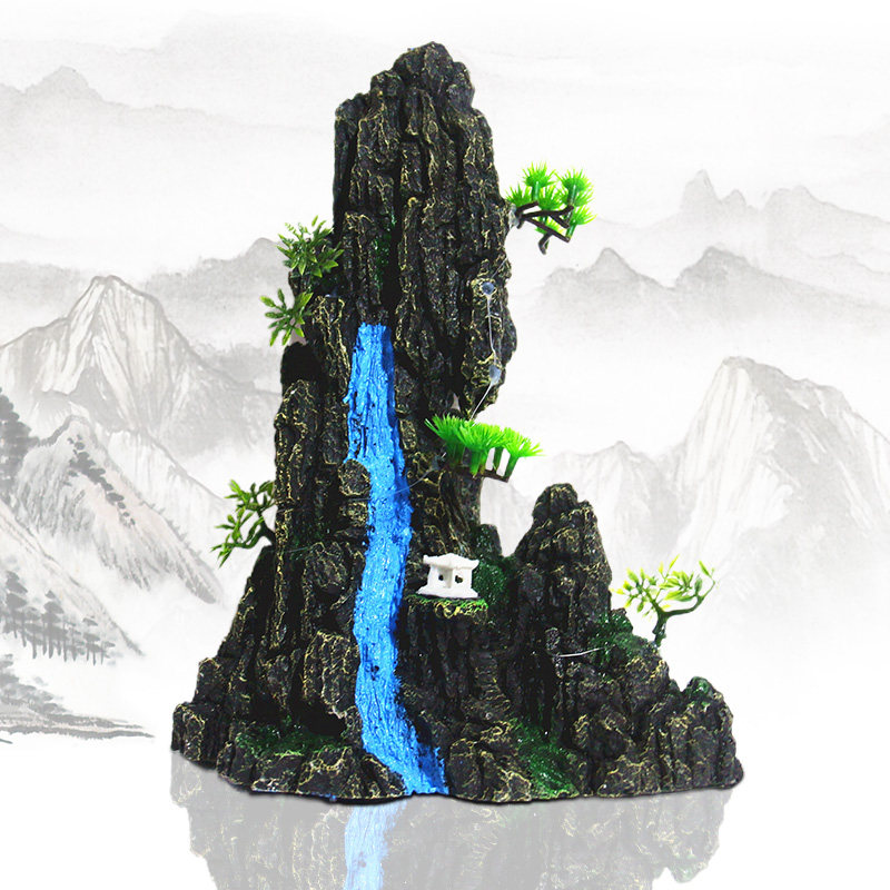鱼缸观赏鱼造景中大型山制品仿石