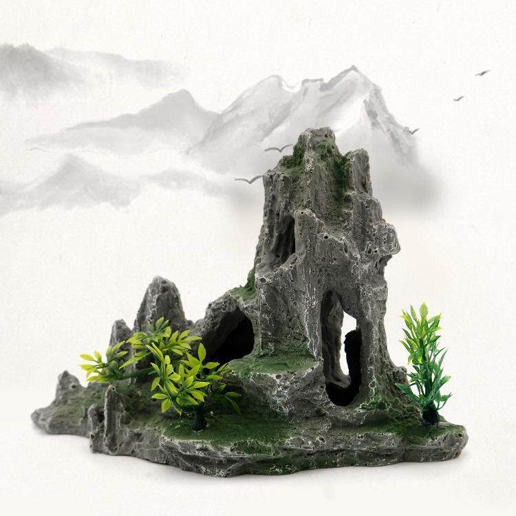 鱼缸假山树摆件摆件脂懒人造景