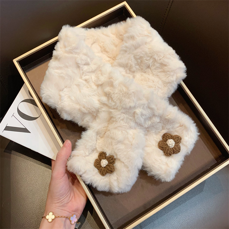 花朵少女仿獭兔毛毛绒围巾女冬季韩版百搭保暖交叉毛领毛毛围脖潮,服饰配件/皮带/帽子/围巾,围巾/丝巾/披肩,淘宝优惠券,粉丝福利购,淘宝优惠卷