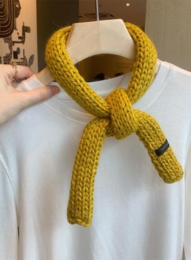 ins韩系纯色细窄长条小围巾女秋冬季韩版百搭装饰针织小领巾围脖