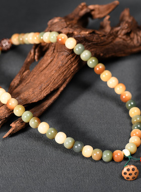 新品敦煌菩提根双圈回纹菩提子手串莲蓬文玩佛珠手持车挂手链念珠