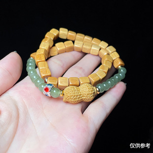 天然东加檀香新山檀香木方糖花生佛珠手串手链男女文玩原创饰品