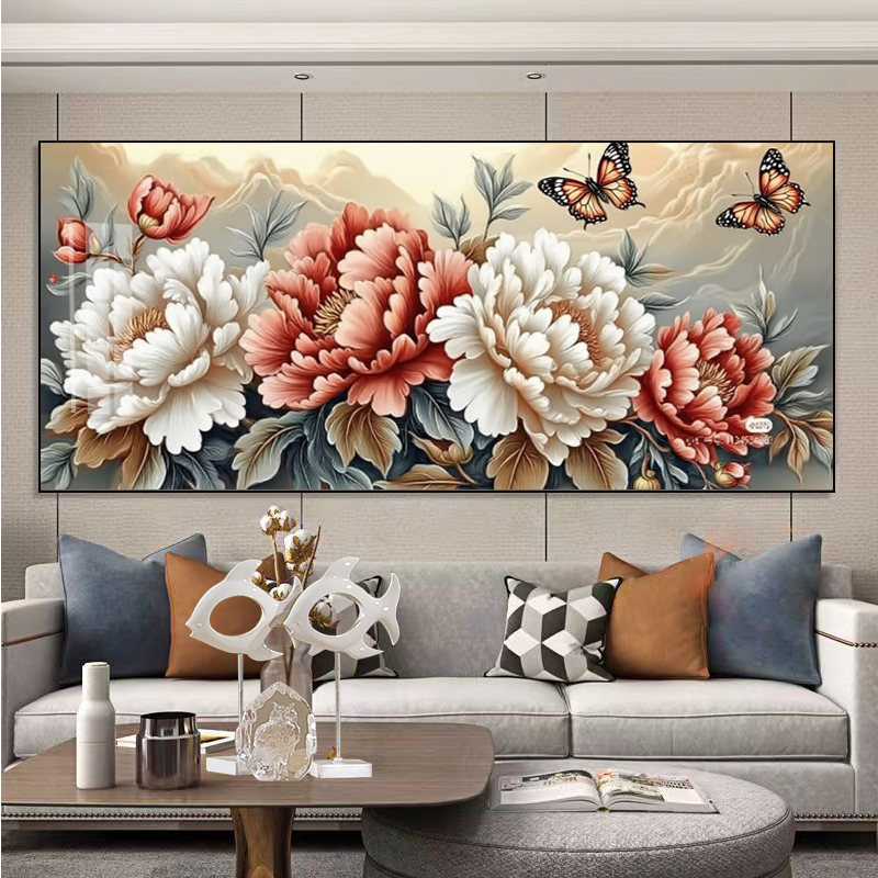 国色牡丹新款十字绣线绣自己绣客厅沙发背景墙钻石画花开富贵钻绣