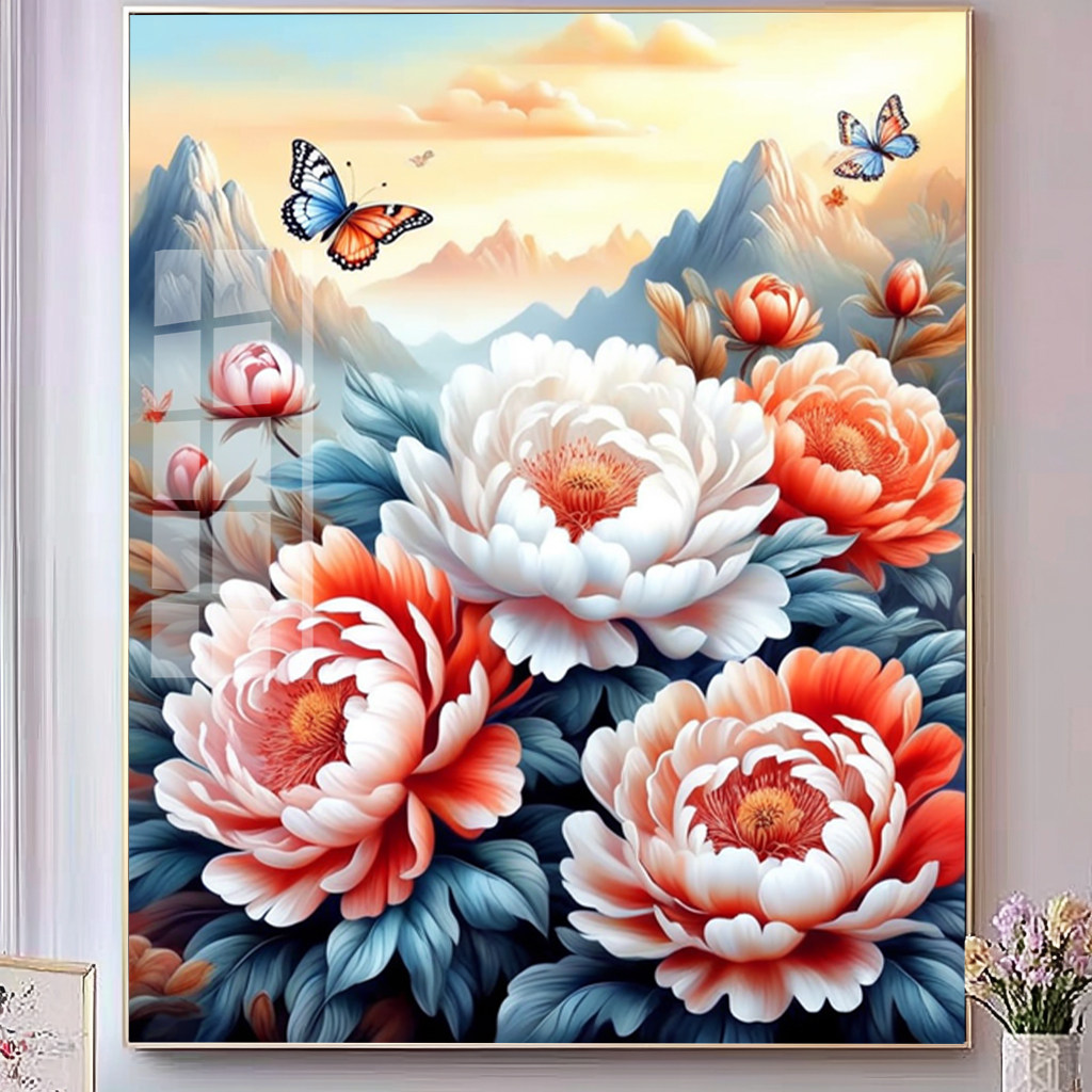 蝶恋花十字绣2025新款手工刺绣牡丹图客厅卧室花开富贵钻石画粘钻