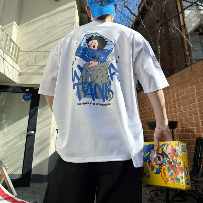 小北韩国代购男装东大门人物创意图案印花漫画可爱减龄短袖T恤棉