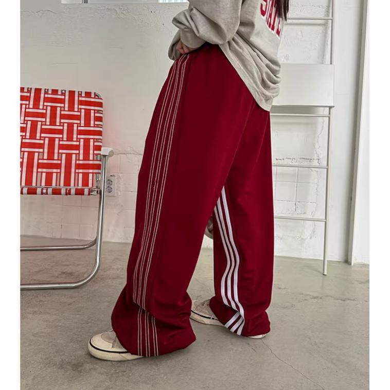 小北韩国男装代购东大门宽松直筒休闲裤侧边竖条纹运动裤休闲裤