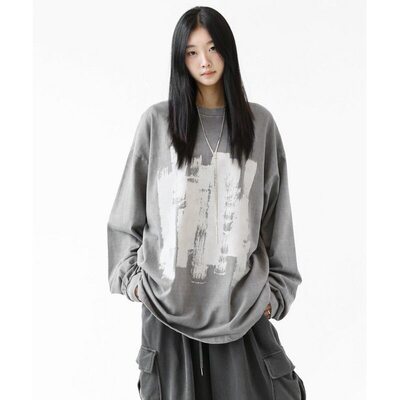 男装东大门长袖T恤刷漆图