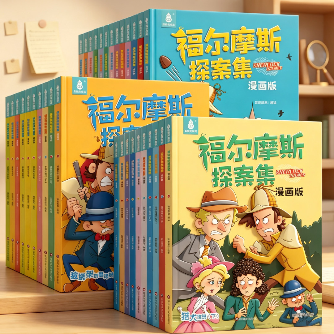 福尔摩斯探案全集小学生版漫画版全套32册大侦探福尔摩斯小学生课外阅读书籍连环画儿童侦探推理小说故事书7-12岁三四五年级课外书