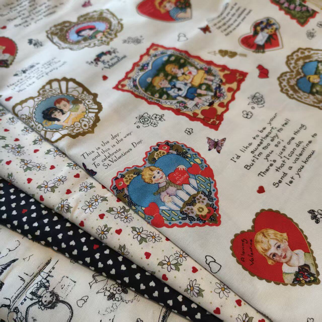 欧美进口印花布 Be My Valentine 8色拼布手工布组