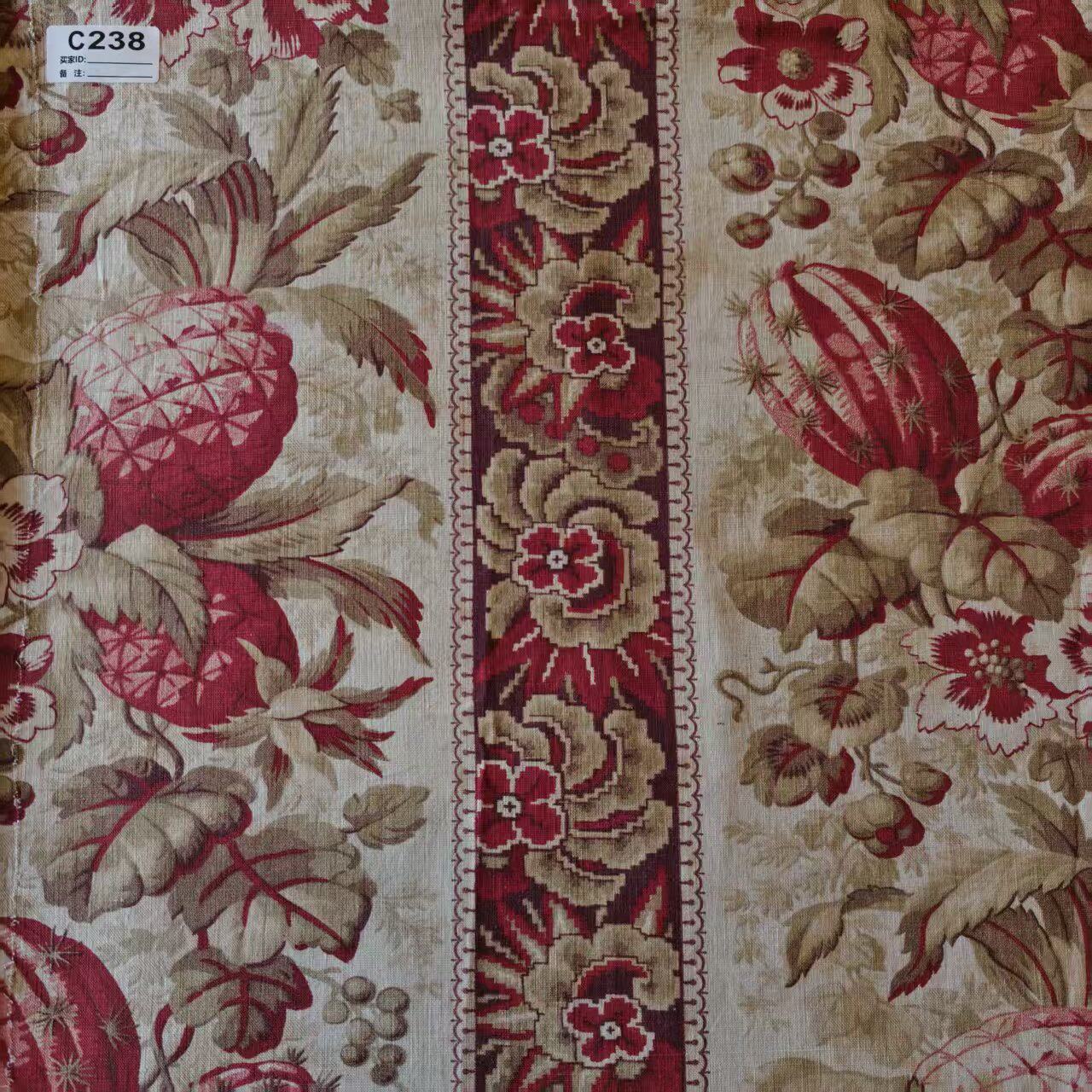 【收藏】法国1890年原版古董质感棉布  大尺寸可连裁  C238