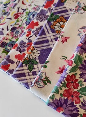 【收藏】1930年美国制造 原版古董布料 紫色系 布组023