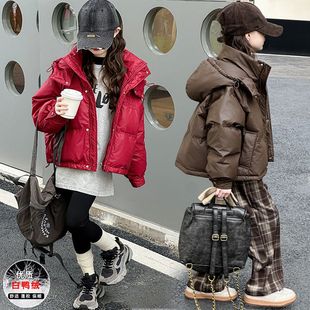 女童免洗羽绒服冬季2025新款洋气中大童白鸭绒冬装加厚短款外套潮