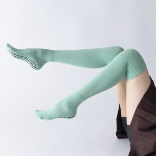 过膝长筒瑜伽袜女秋冬毛圈底保暖防滑专业普拉提袜健身运动舞蹈袜