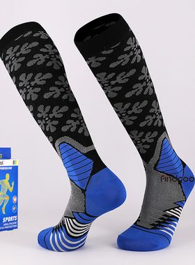Findcool男女健身运动袜2双机能压缩袜跑步马拉松越野长高筒飞行