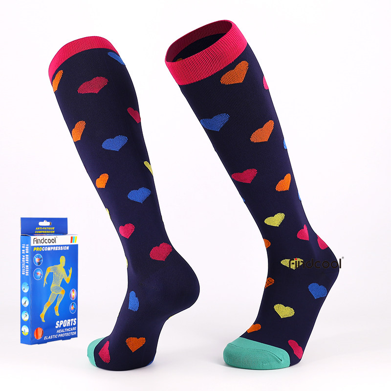 findcool骑行袜机能袜2双男女跑步袜运动长筒袜腿套马拉松压缩袜