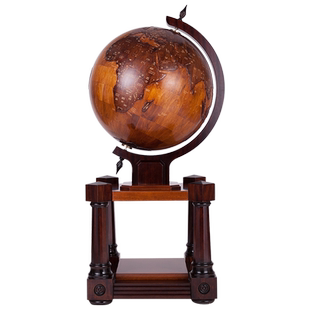 博通 50CM立体浮雕实木地球仪 宾馆酒店客厅大堂落地摆件家居礼品