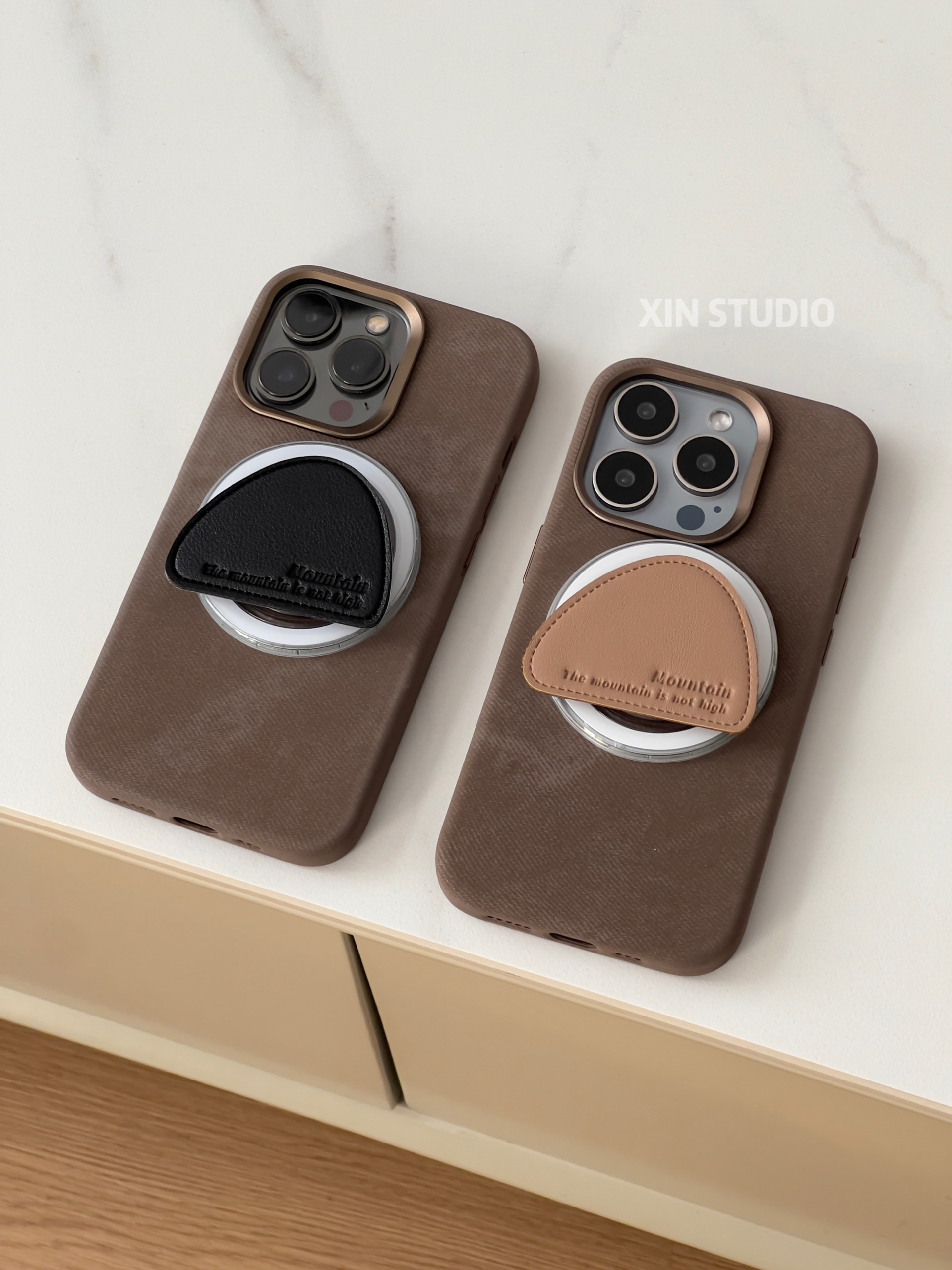 棕色超细纤维适用于iPhone手机壳15Promax苹果14plus磁吸13硬壳12