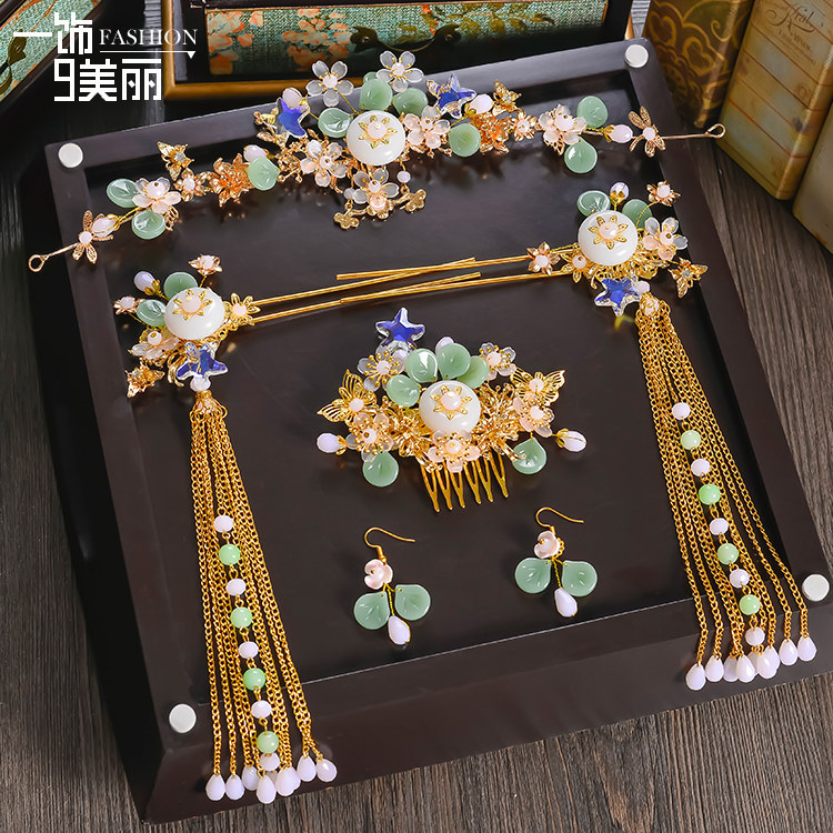 中式新娘古装头饰星星发簪凤冠套装古典新娘结婚秀禾服龙凤褂配饰在类目 饰品/流行首饰/时尚饰品新, 发饰中 - 来自Buy2taobao.com提供专业的淘宝代购服务