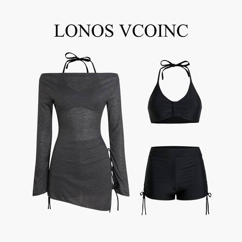 LONOS VCOINC 微胖显瘦泳衣女款泡温泉三件套平角裤保守分体泳装