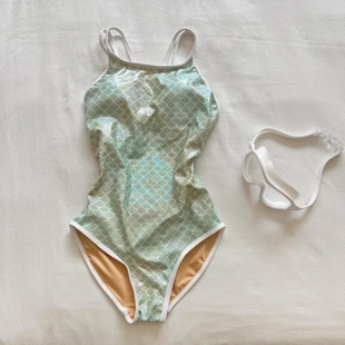 泳衣女连体竞速双肩带三角2026新款 显瘦遮肉亮片鱼鳞女士泡温泉