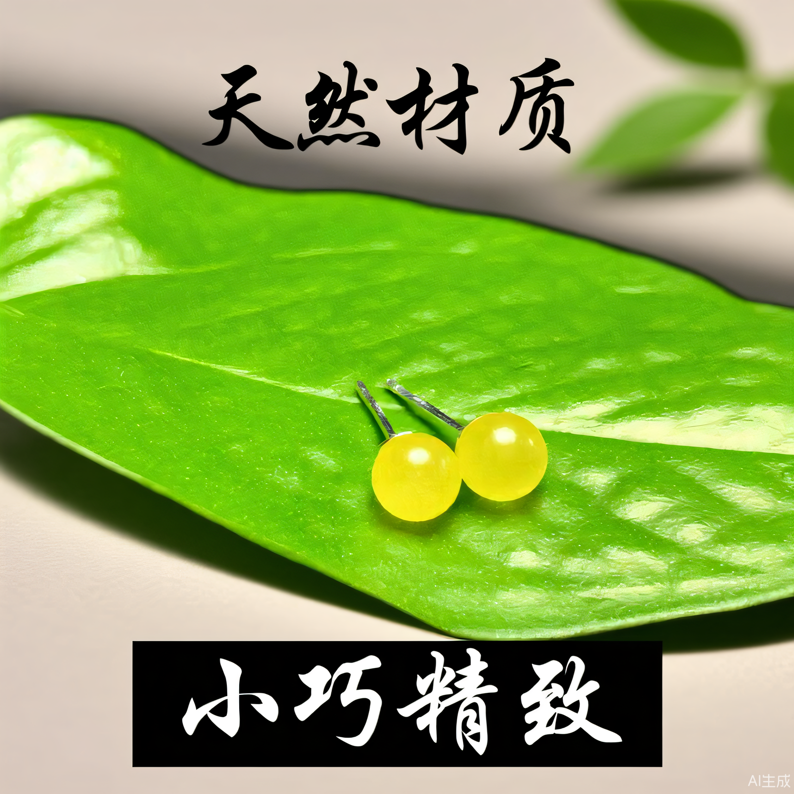 锦石天然琥珀蜜蜡925银耳钉女