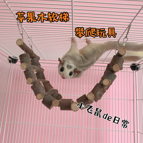 苹果木软梯  蜜袋鼯小宠攀爬磨牙玩具 松鼠龙猫仓鼠花枝松鼠用品