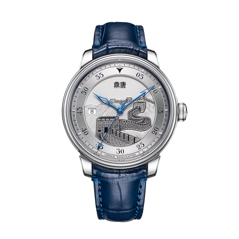 鼎唐-长城系列-银色 13.43.61.0 原钢色壳白面蓝色皮机械男士手表|msdalam kategori jam tangan, Watch - dari Buy2taobao.com untuk memberikan perkhidmatan ejen Taobao profesional membeli