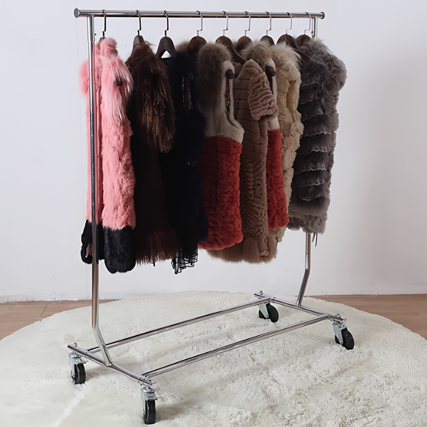 服装移动伸缩折叠龙门架带轮子单杠可拆卸晒衣架展销会促销挂衣架