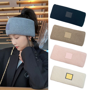 2025新款 束发箍发饰女 笑脸羊毛发带保暖针织宽边秋冬运动头带时尚