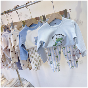 儿童高精加厚舒绒棉家居服套装男童秋冬睡衣两件套宝宝收口保暖套