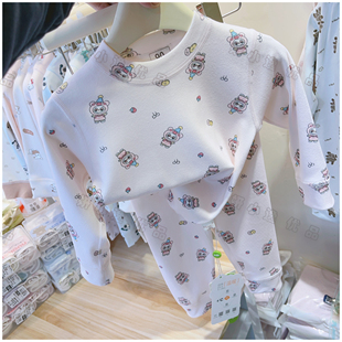 女童卡通德绒收口中领家居服儿童保暖睡衣套装宝宝秋衣裤舒适A类