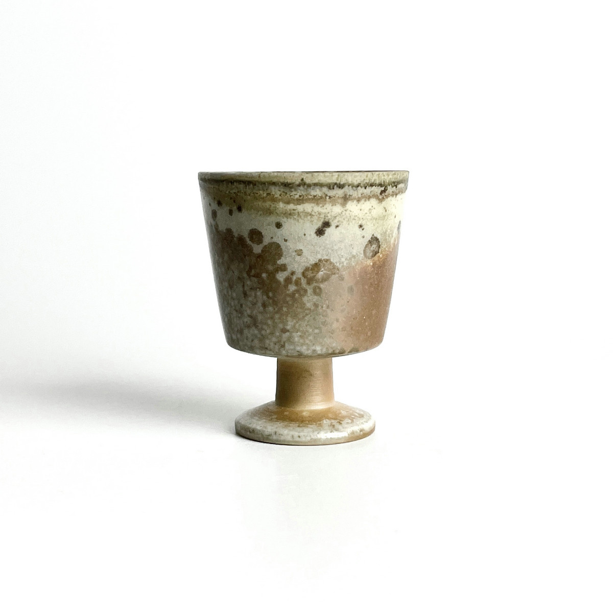 柴烧主人杯子30ml裸烧自然落灰高脚酒杯中白泥飘花品茗杯小号茶器