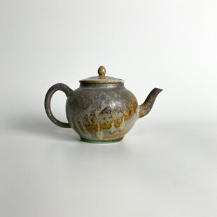 150ml柴烧壶中白无釉裸烧仿古宫灯泡茶单壶弯流重落灰景德镇陶瓷